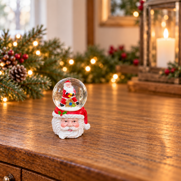 Esfera navideña de 7,5 cm - Santa con saco beige