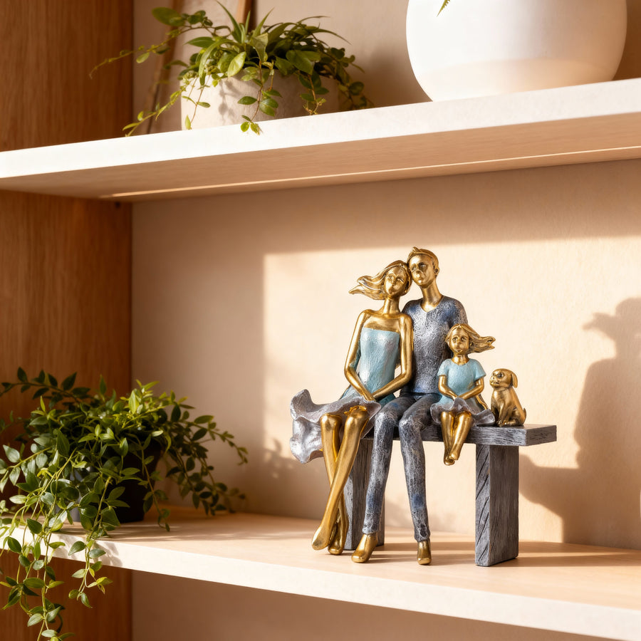 Familia Sentada Con Perro CASONA DECO decoracion