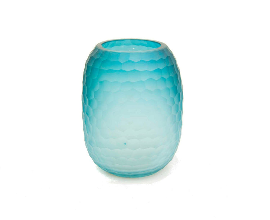 Florero Azul Vidrio Empavonado (S) Kl-Bw015 CASONA DECO