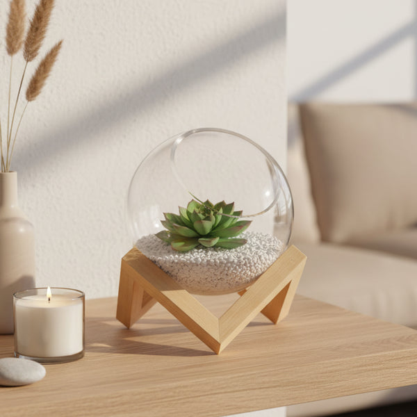 Florero terrario Base Madera Mini 0809-23