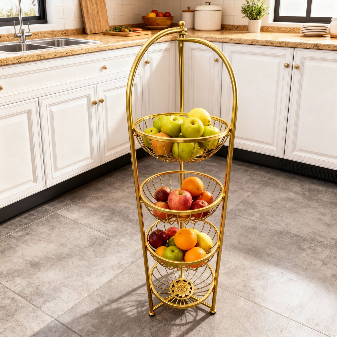 Frutera Pedestal Dorada CASONA DECO cocina