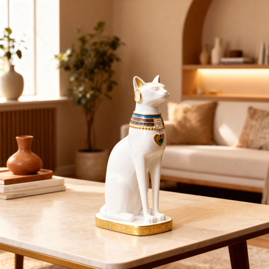 Gato Egipcio color Blanco CASONA DECO