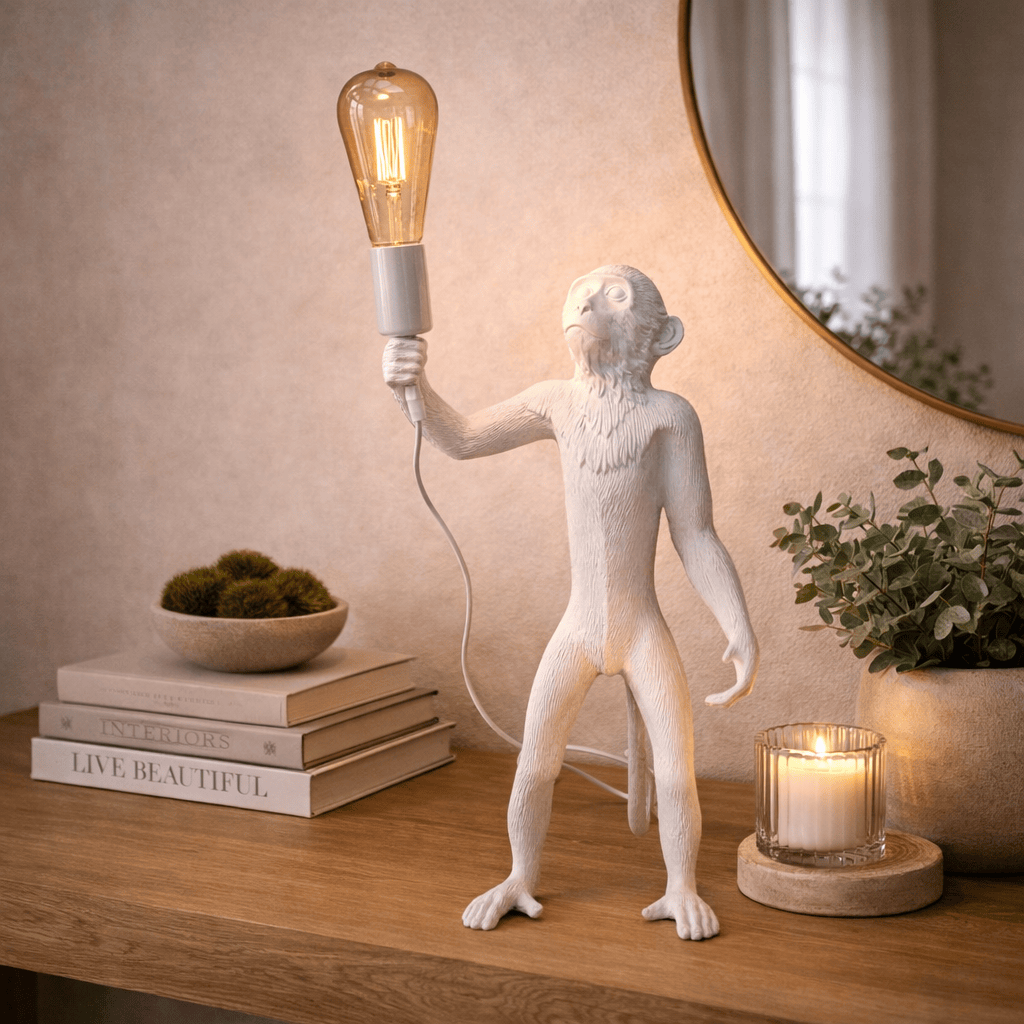 Lampara Mono de Pie Blanco CASONA DECO LAMPARAS