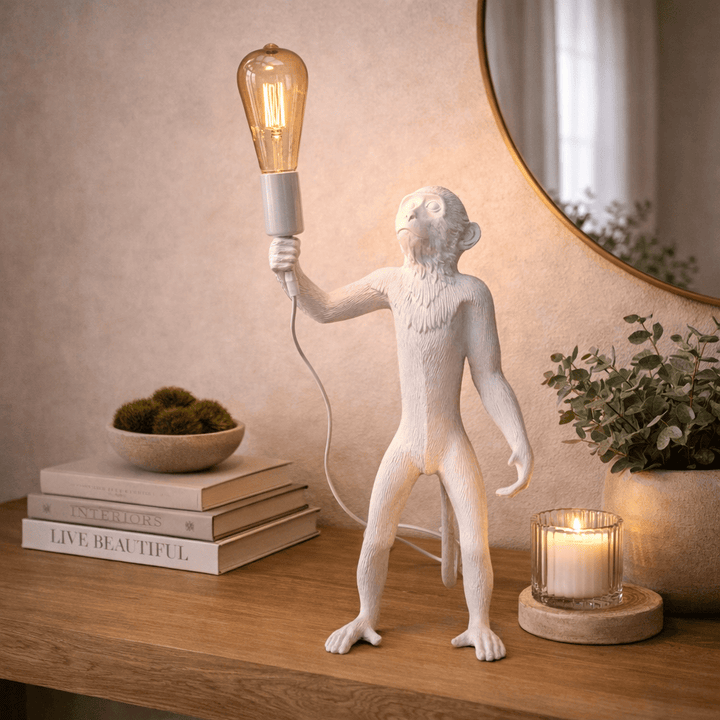 Lampara Mono de Pie Blanco CASONA DECO LAMPARAS