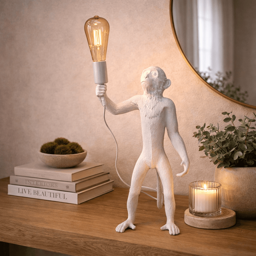 Lampara Mono de Pie Blanco CASONA DECO LAMPARAS