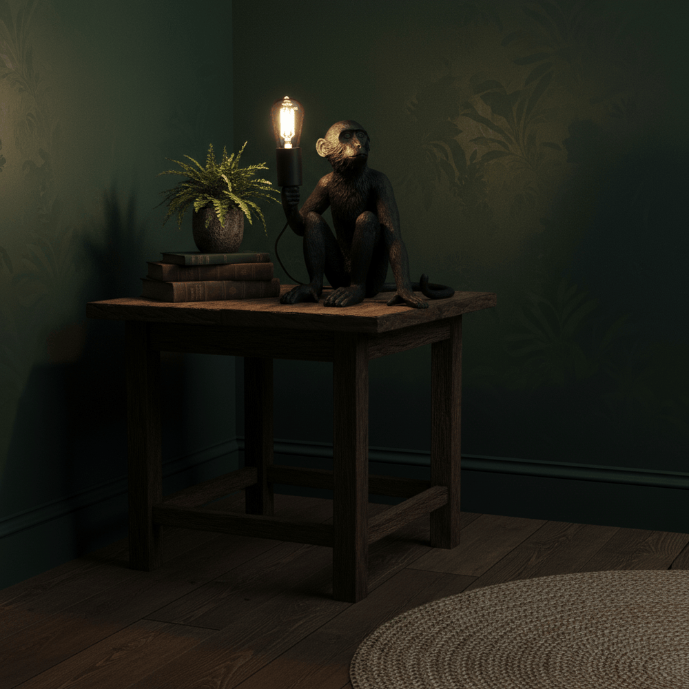 Lampara Mono Sentado color Negro CASONA DECO LAMPARAS