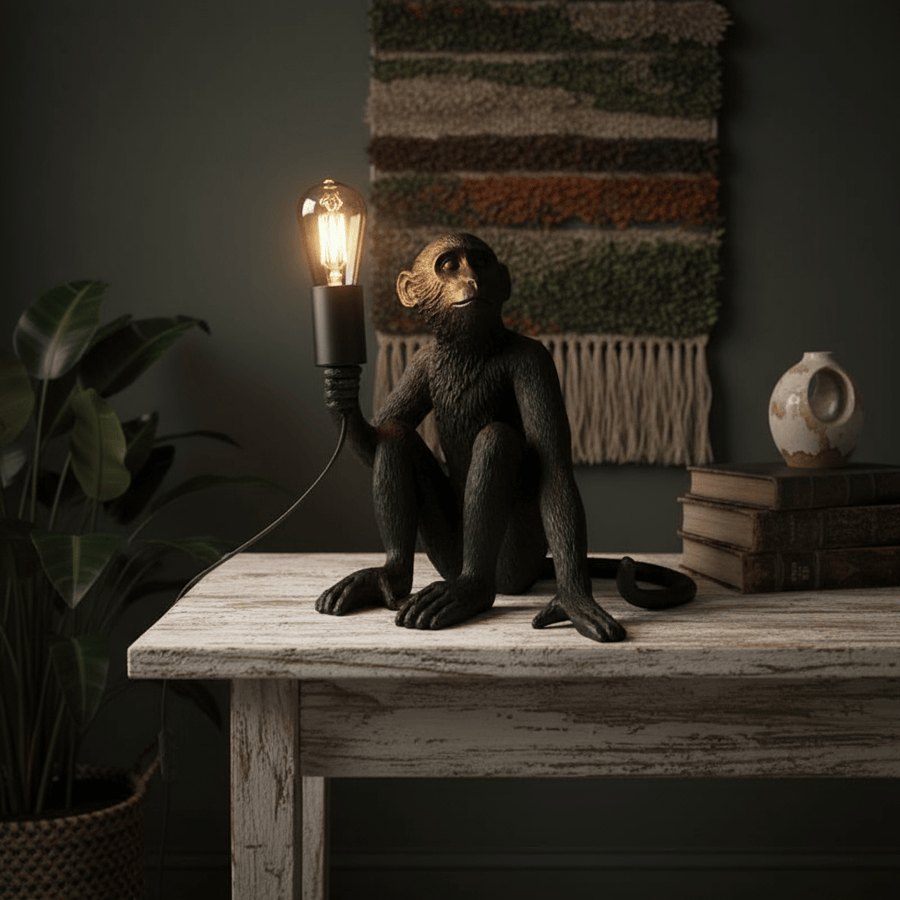 Lampara Mono Sentado color Negro CASONA DECO LAMPARAS