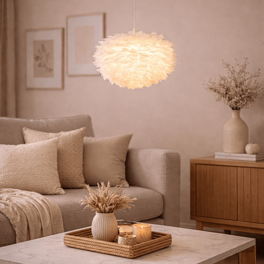 Lampara Plumas Colgante 30cm CASONA DECO LAMPARAS