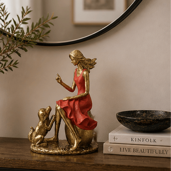 Mujer con Perro CASONA DECO decoracion