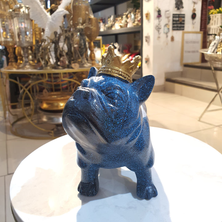 Perro Bulldog francés maceta Azul 9393-82 CASONA DECO