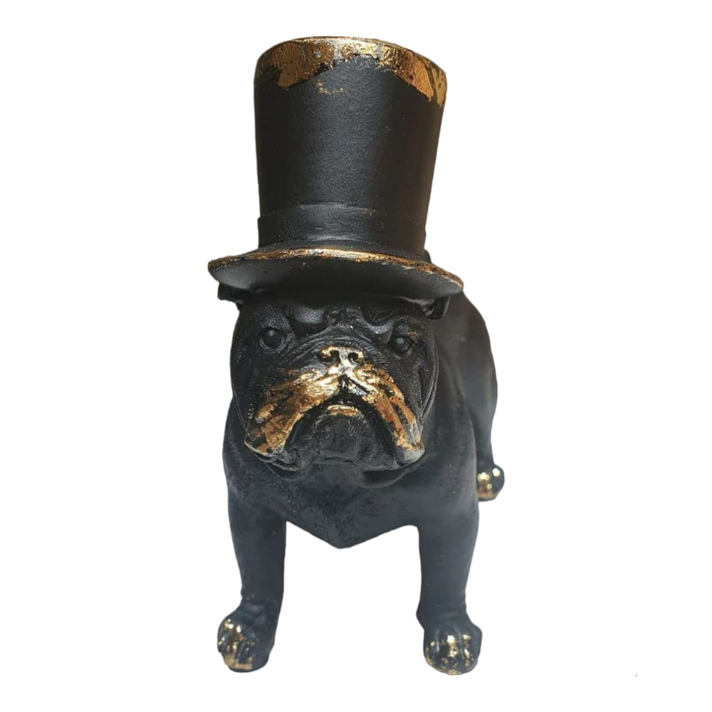 Perro Bulldog inglés Negro con Dorado de pie CASONA DECO animales