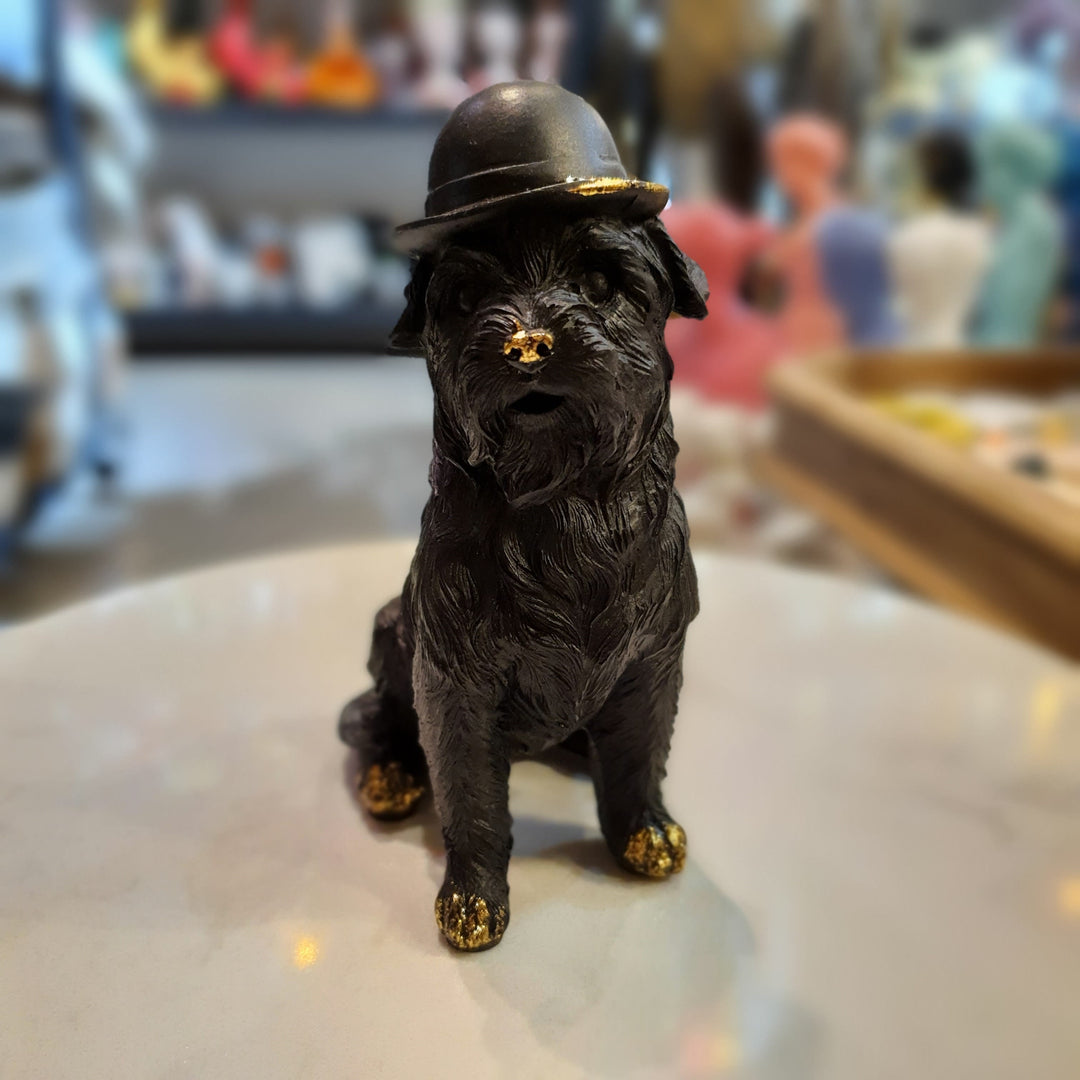 Perro Negro con Dorado Sentado CASONA DECO animales