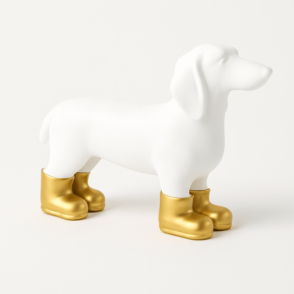 Perro Salchicha Botas Doradas CASONA DECO animales