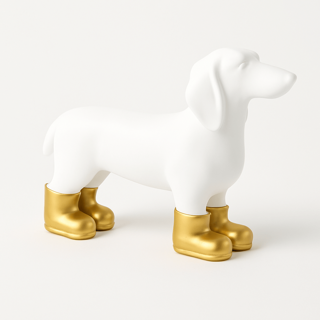 Perro Salchicha Botas Doradas CASONA DECO animales