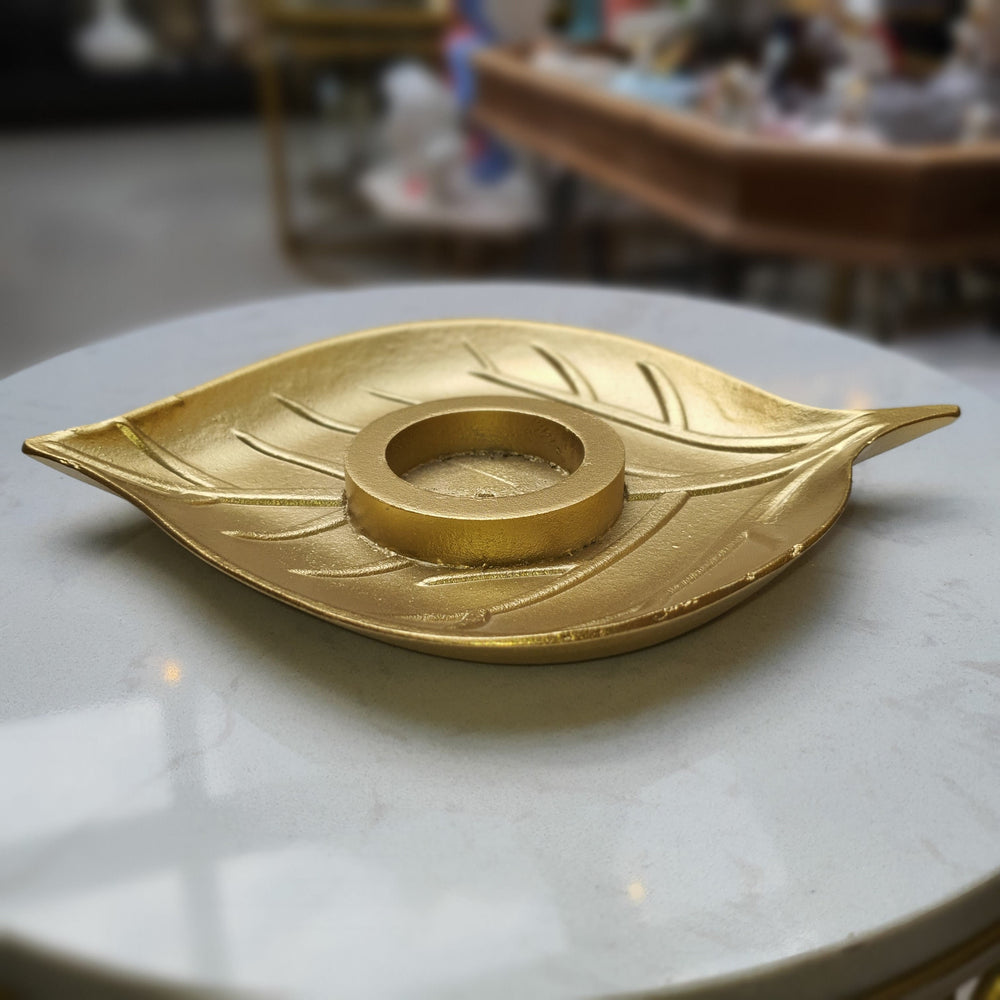 Porta Vela Hoja Dorada CASONA DECO