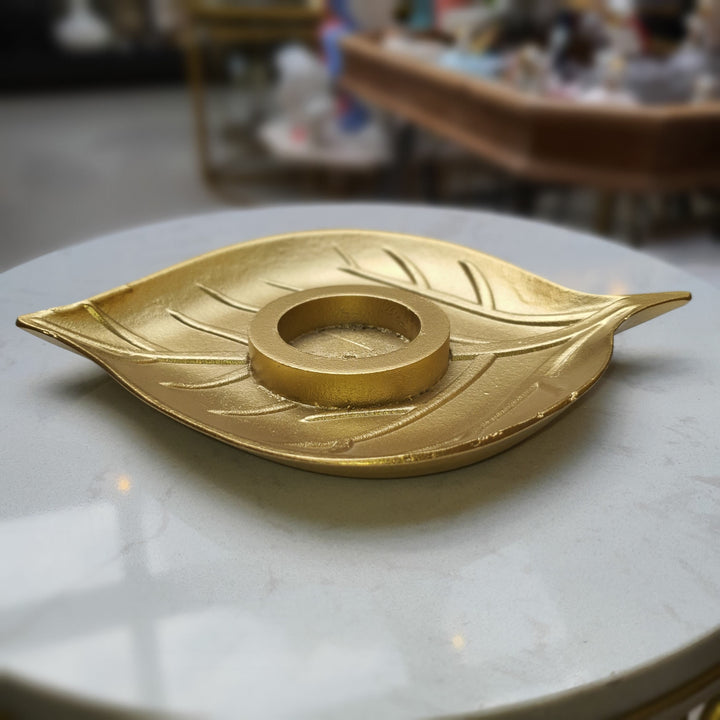 Porta Vela Hoja Dorada CASONA DECO