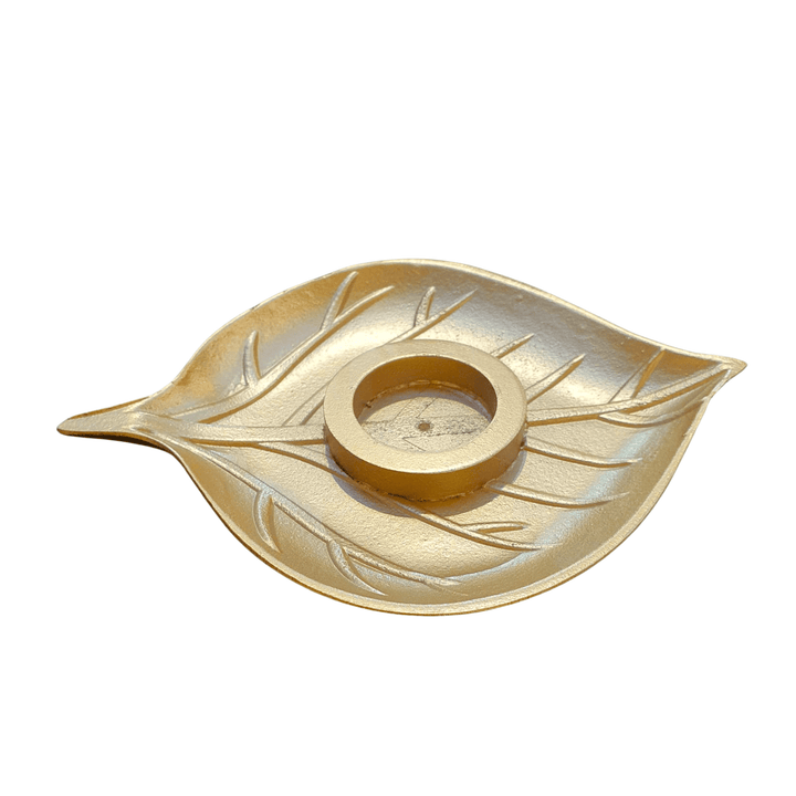 Porta Vela Hoja Dorada CASONA DECO