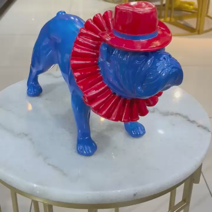 Perro Bulldog ingles azul con rojo