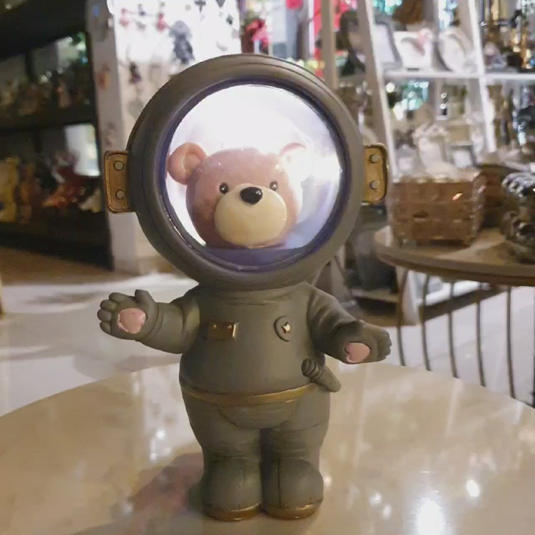 Oso Astronauta con Luz color gris