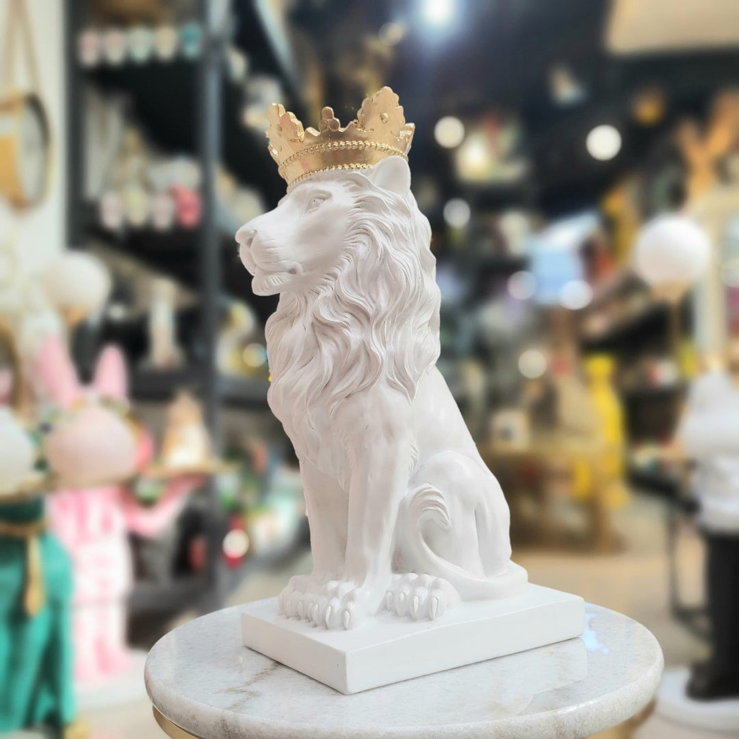 Rey Leon color Blanco con Dorado CASONA DECO animales