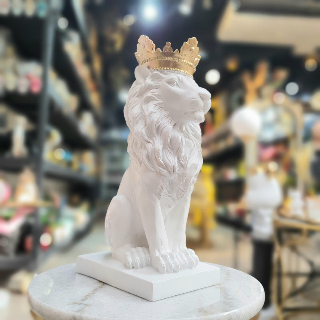 Rey Leon color Blanco con Dorado CASONA DECO animales
