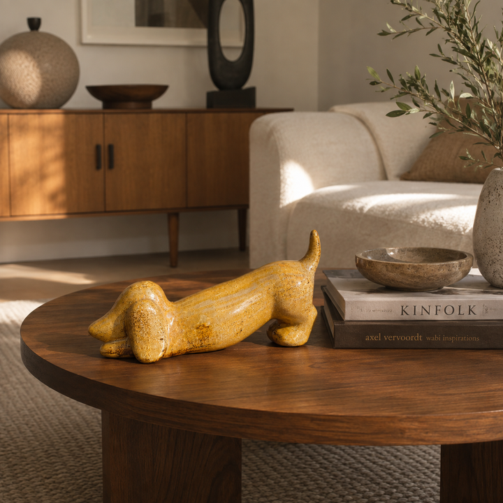 Adorno perro salchicha de cerámica CASONA DECO 