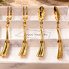 Set de 4 Cubiertos Dorados para Postre