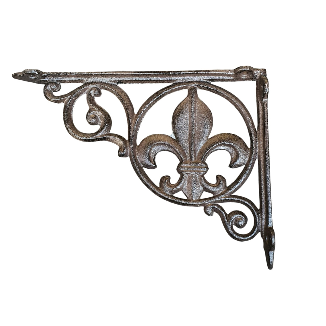 Soporte decorativo para repisa de hierro con flor de lis