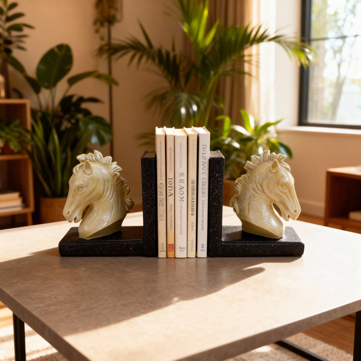 Sujetalibros Caballo color Blanco Duo