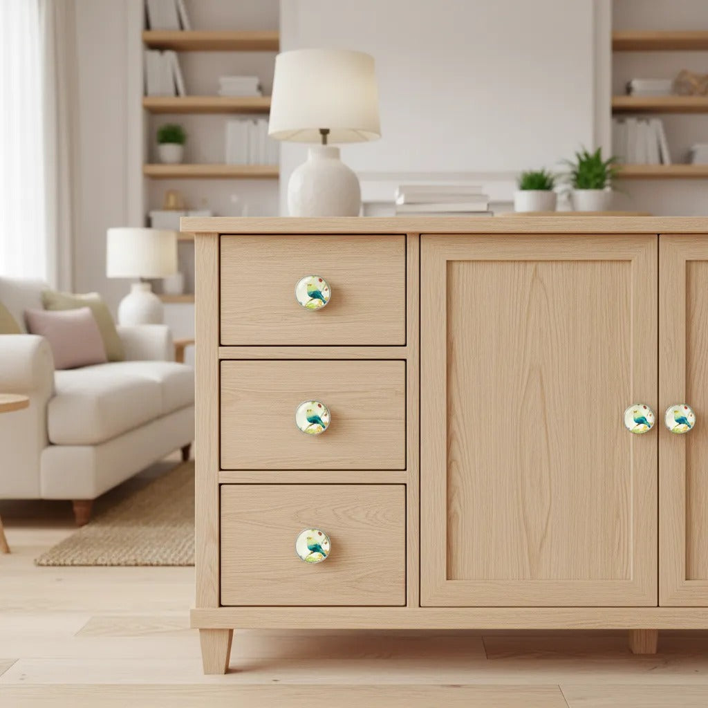 Tirador de puerta Pajaro Verde/Amarillo