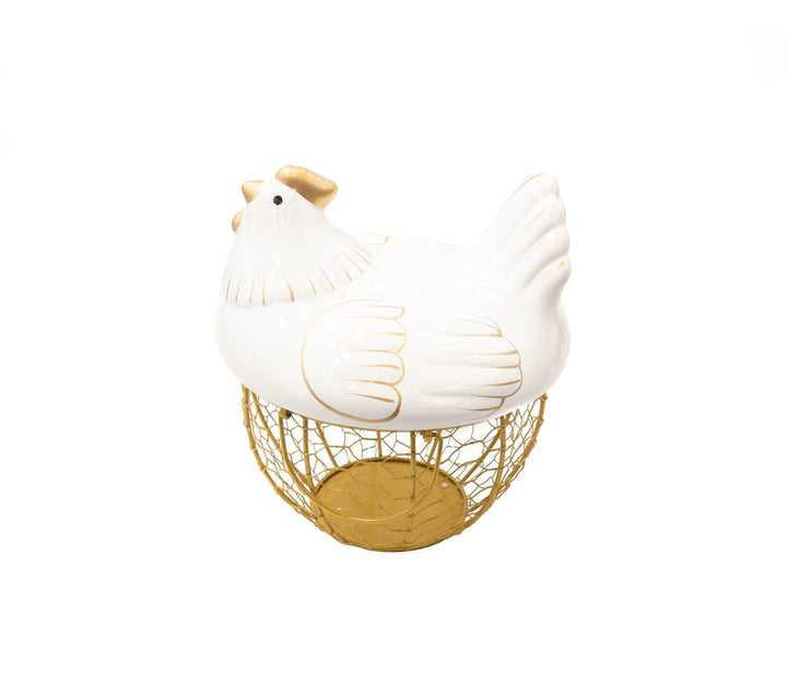 Gallina Huevera 6658-3 Blanco Dorado