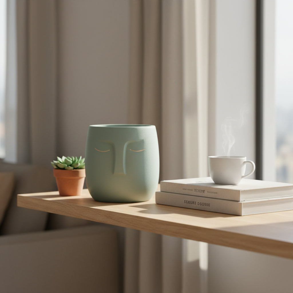 Maceta Cara Verde Agua