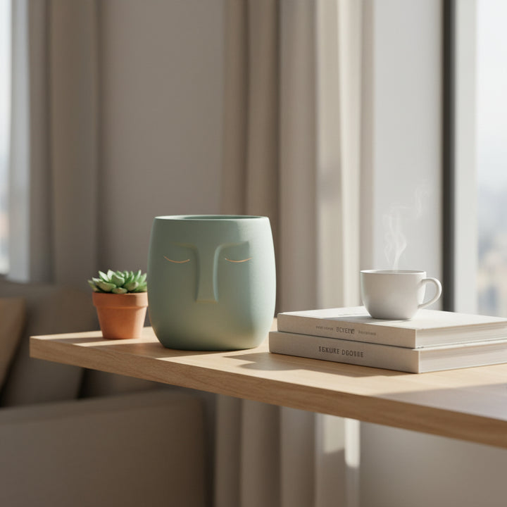 Maceta Cara Verde Agua