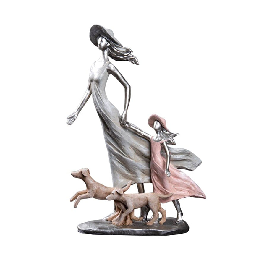 Familia Madre-Niña y Perros