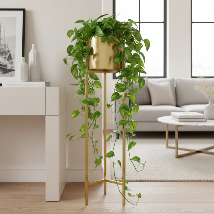 Porta Maceta Dorada Grande