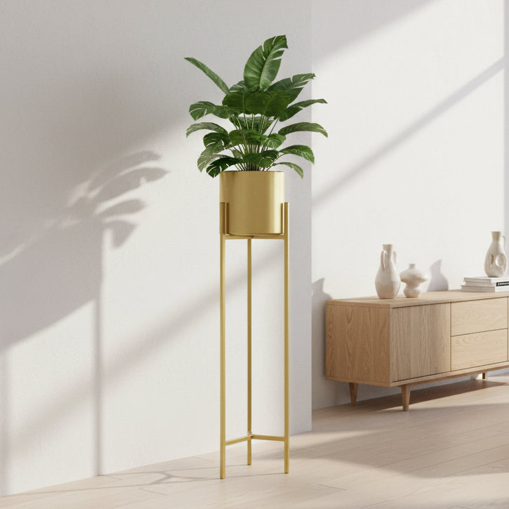 Porta Maceta Dorada Mediana