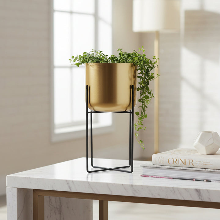 Porta Maceta Dorada M