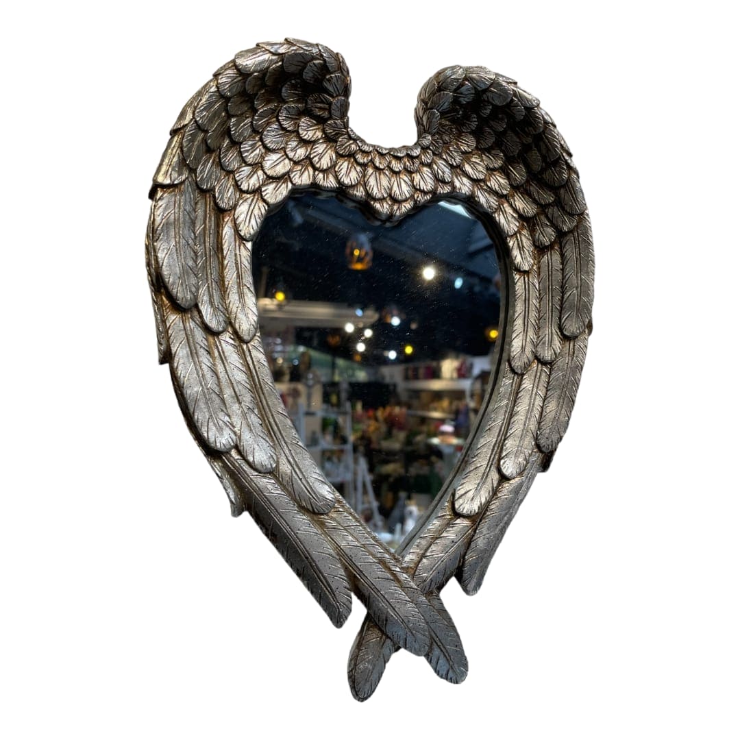 Espejo Corazon Alas color Plateado L