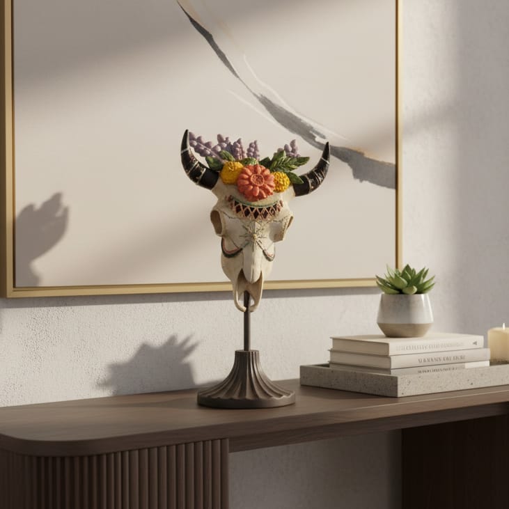 Cráneo de toro con Flores CASONA DECO animales