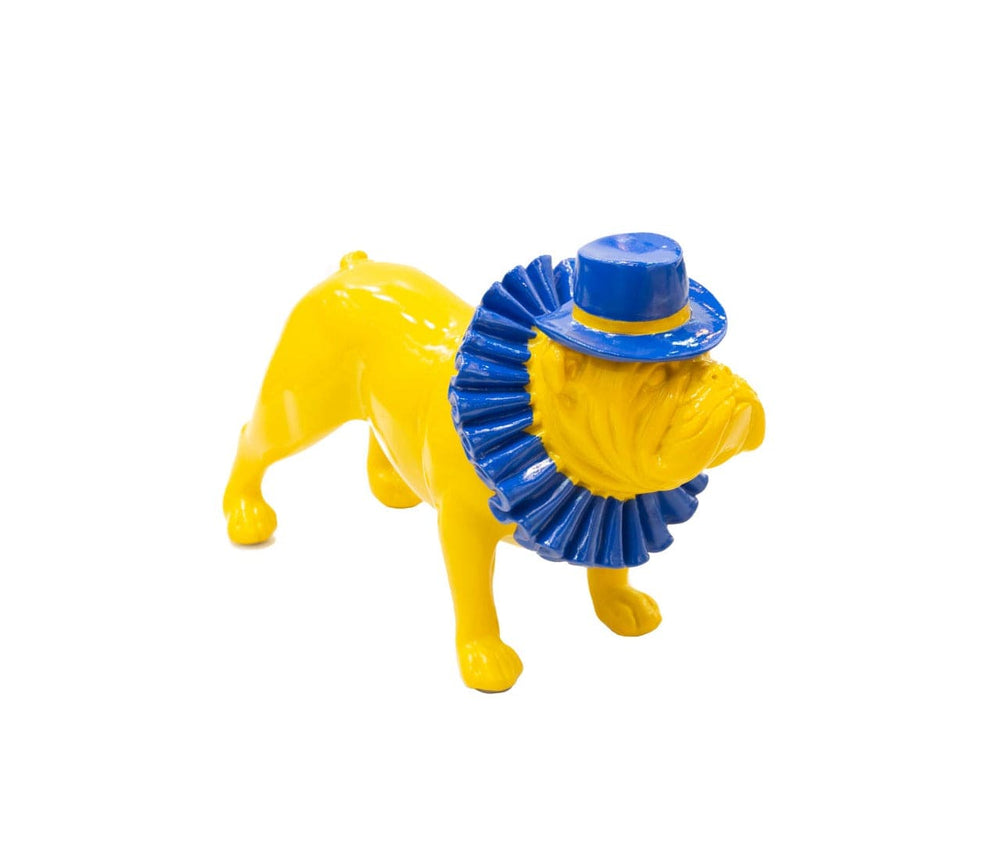 Perro Bulldog ingles Amarillo con Azul CASONA DECO animales
