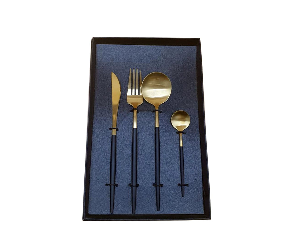 Cubiertos 4 color Negro con dorado CASONA DECO cocina