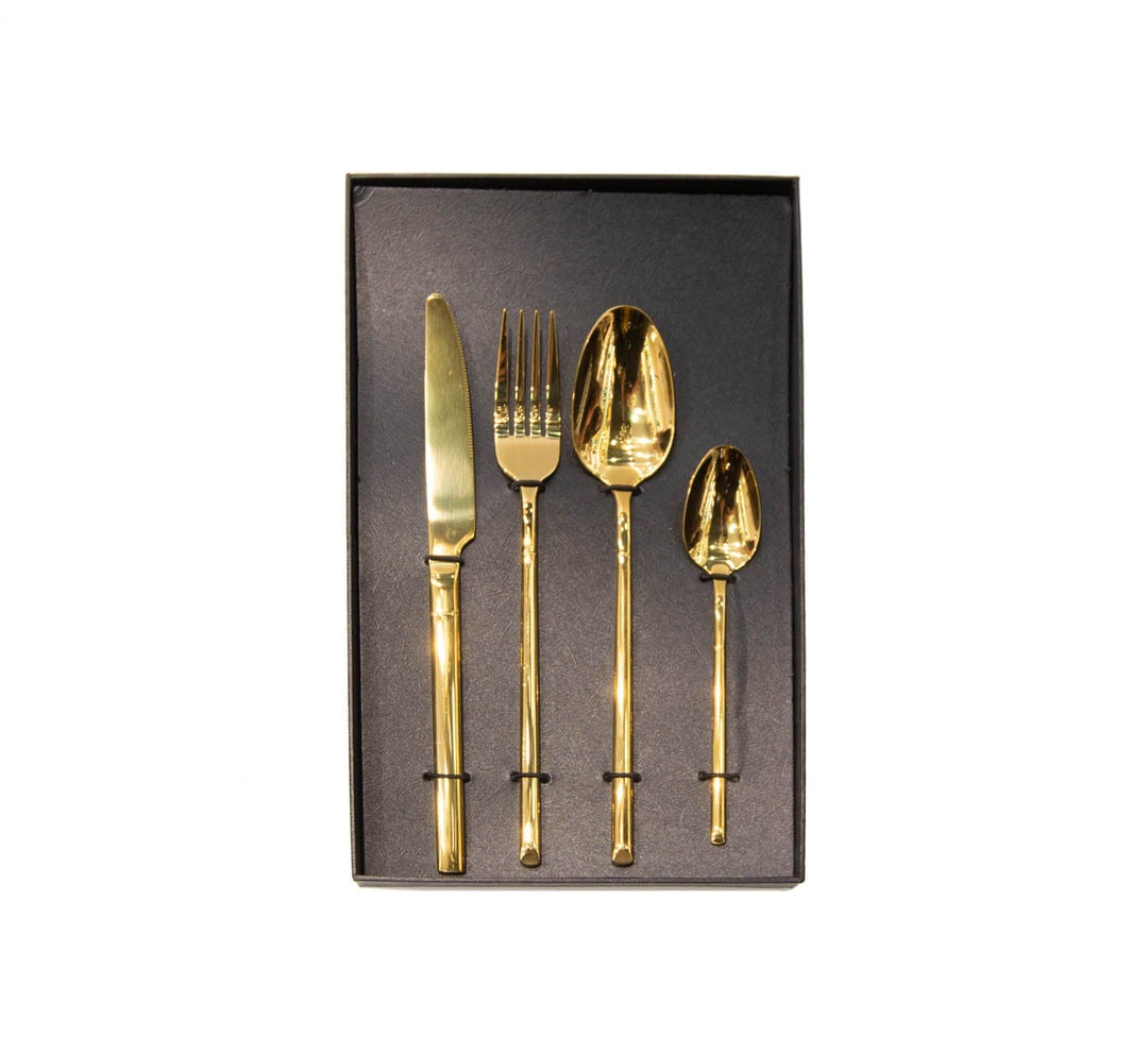 Set 4 cubiertos dorado liso CASONA DECO cocina