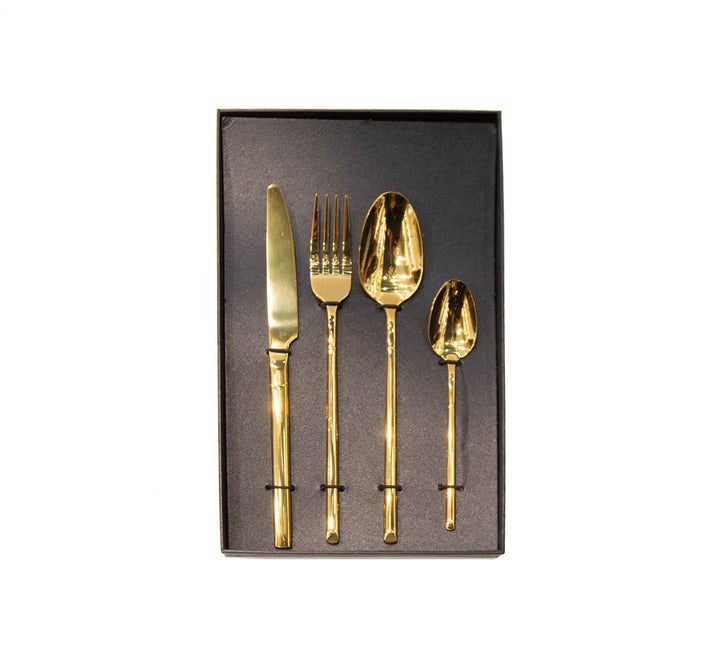 Set 4 cubiertos dorado liso CASONA DECO cocina