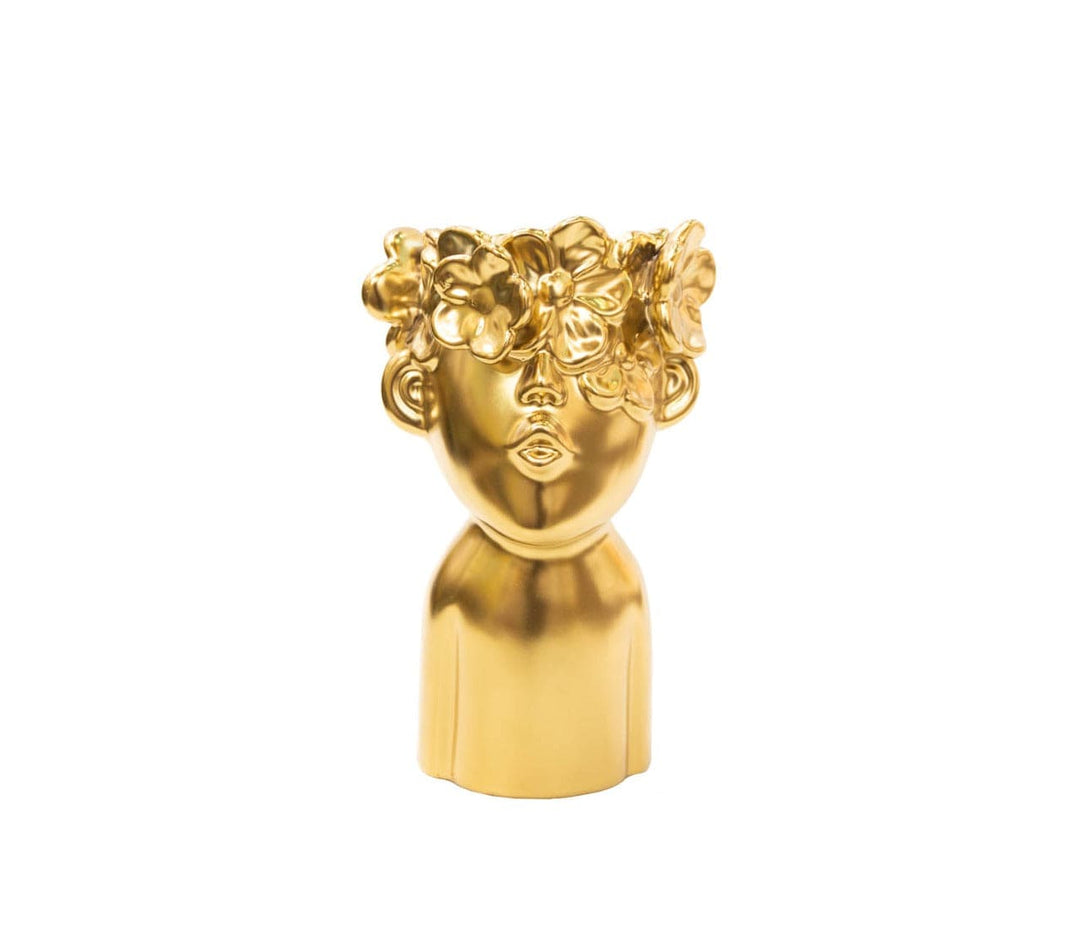 Florero cara Flores Dorado S CASONA DECO decoracion