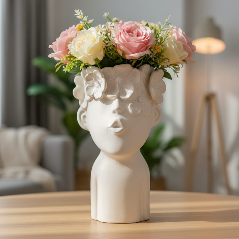 Florero Flores Beso Blanco CASONA DECO decoracion