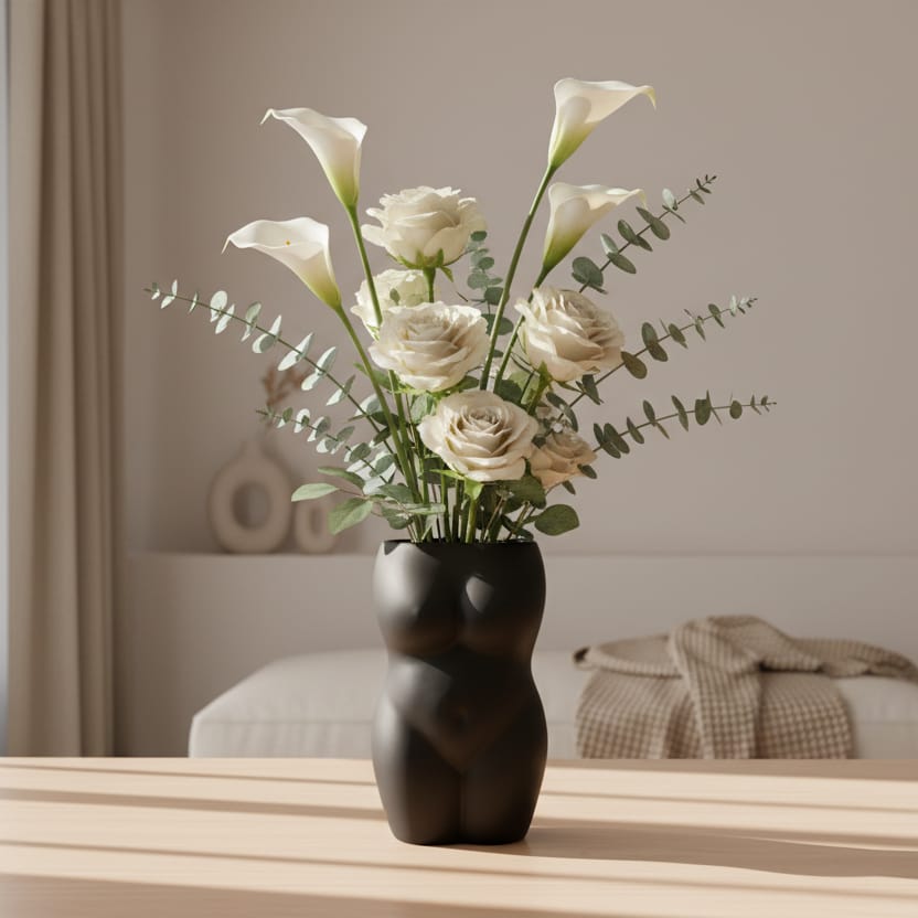 Florero Silueta Femenina Negro CASONA DECO decoracion