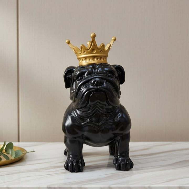 Perro bulldog inglés Alcancía Corona Negro CASONA DECO decoracion