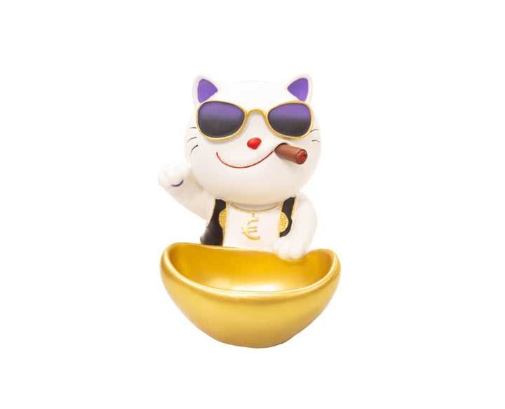 Gato Fumador con chaleco color Negro CASONA DECO