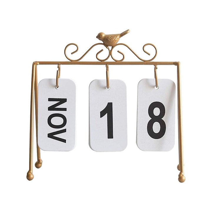 Calendario Dorado de metal con Pajarito