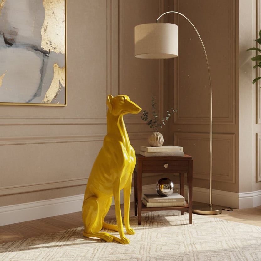 Perro Galgo Sentado color Amarillo CASONA DECO decoracion
